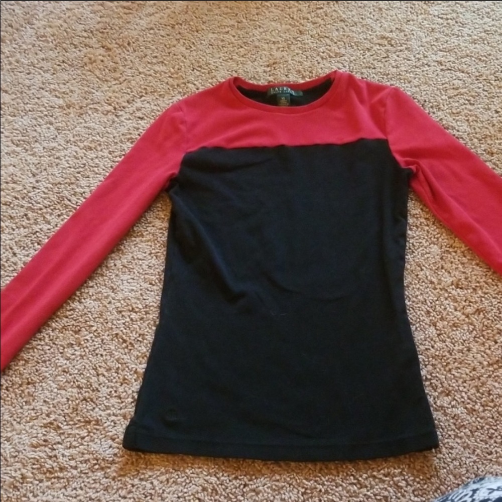 Red and black color block Ralph Lauren shirt